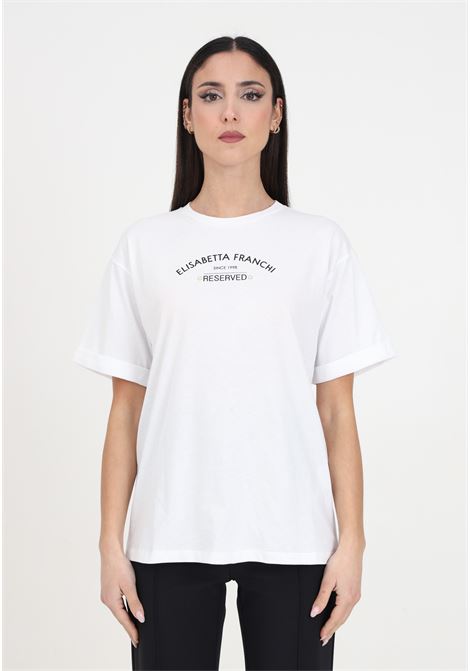 T-shirt da donna bianca con logo sul davanti ELISABETTA FRANCHI | MA02341E2270